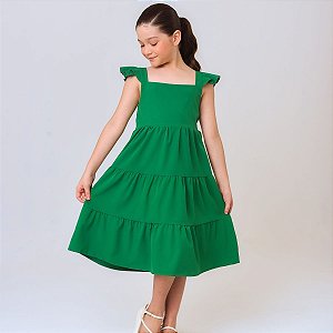 Vestido infantil menina Verde rodado festa luxo babadinho