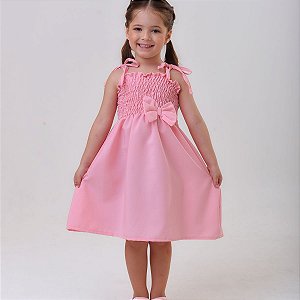 Vestido infantil meninas na cor Rosa bebê modelo ciganinha