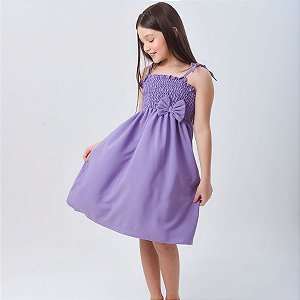 Vestido infantil menina na cor Lilás Claro modelo ciganinha
