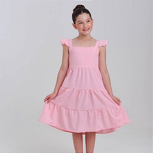 Vestido infantil para meninas na cor Rosa rodado festa luxo