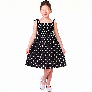 Vestido infantil para meninas estampa de Bolinha Poá lastex