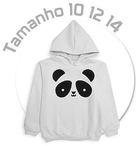 Blusa Panda Capuz Moletom Felpado Juvenil Nº 10/ 12/ 14