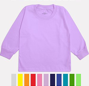 Camiseta Manga Longa Bebê Várias Cores Nº 01 ou 02 Malha 100% Algodão