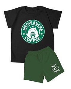 Conjunto Infantil Cat Coffee Nº 1/ 2/ 3/ 4 Malha Algodão