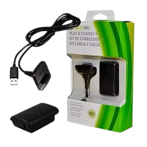 Bateria Recarregável + Cabo Carregador Para Controle Wireless De Xbox 360