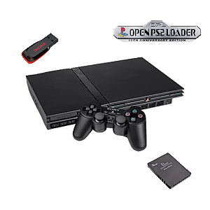 PlayStation 2 Slim Destravado com Memory Card + OPL + pendrive 64gb com 17 Jogos (Leitor Funcionando)