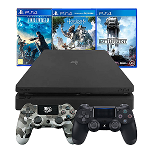 Console Playstation 4 Slim 500gb Seminovo 3 Games + Controle original + Controle Paralelo(Cortesia) - PS4