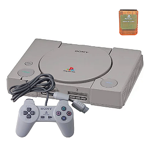 PlayStation 1 Fat com PicoStation + Memory Card + Controle Original + 64GB de Jogos