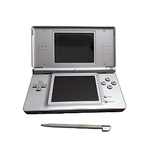 Nintendo DS Lite Prata Completo na Caixa com Manuais – Console Original Nintendo