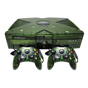 Xbox Clássico Edição Halo + HD 500GB + Upgrade de 128MB RAM + 2 Controles