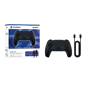 Controle sem fio DualSense Sony Preto com Cabo - PS5