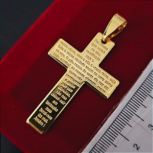 Pingente Cruz Pai Nosso - Banhado a Ouro 18k