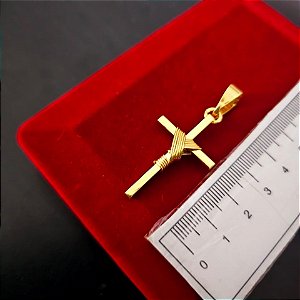 Pingente de Cruz Trançada P - Banhado a Ouro 18k