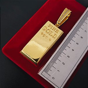 Pingente Barra de ouro GOLD G - Banhado a Ouro 18k