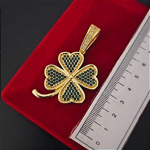 Pingente Trevo Cravejado G - Banhado a Ouro 18k