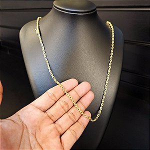 Corrente Cadeado 3mm Fecho Bomba - Banhado a Ouro 18k