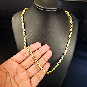 Corrente Cadeado 5mm Fecho Bomba - Banhado a Ouro 18k