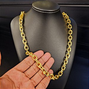 Corrente Cadeado 12mm Fecho Gaveta - Banhado a Ouro 18k