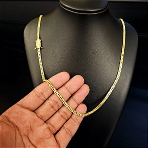 Corrente Grumet 3mm Fecho Gaveta Duplo 750 - Banhado a Ouro 18k