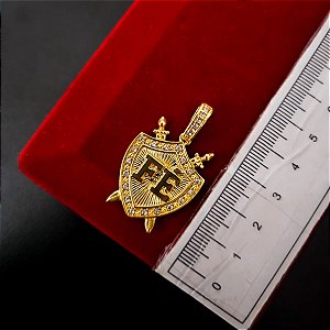 Pingente Fé Escudo Cravejado P - Banhado a Ouro 18k