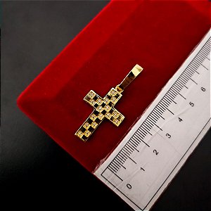 Pingente Cruz Cravejado P - Banhado a Ouro 18k