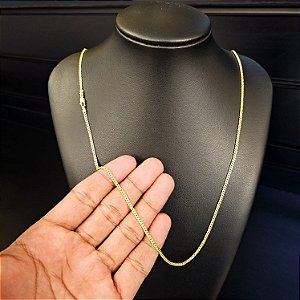 Corrente PITBULL 1mm Fecho Mosquetão - Banhado a Ouro 18k