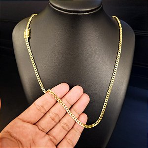 Corrente PITBULL 3mm Fecho Gaveta Duplo 750 - Banhado a Ouro 18k