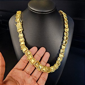 Corrente Dubai 14mm Fecho Gaveta Duplo 750 - Banhado a Ouro 18k