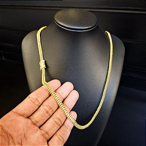 Corrente Lacraia 6mm Fecho Gaveta Duplo 750 - Banhado a Ouro 18k