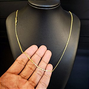 Corrente Piastrine 1mm Fecho Mosquetão - Banhado a Ouro 18k