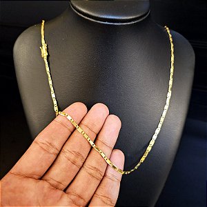 Corrente Piastrine 3mm Gaveta Duplo 750 - Banhado a Ouro 18k