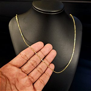 Corrente Tijolinho 1mm Fecho Moquestão - Banhado a Ouro 18k