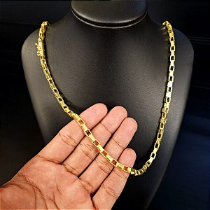 Corrente Tijolinho 6mm Fecho Bomba - Banhado a Ouro 18k