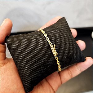 Pulseira Cadeado 3mm Fecho Bomba - Banhado a Ouro 18k