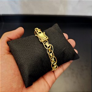 Pulseira Imperador 10mm Fecho Gaveta Duplo - Banhado a Ouro 18k