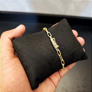Pulseira Meia Cana 4mm Fecho Bomba - Banhado a Ouro 18k