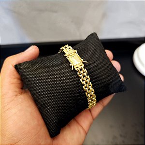 Pulseira Relogio 10mm Fecho Gaveta Duplo 750 - Banhado a Ouro 18k