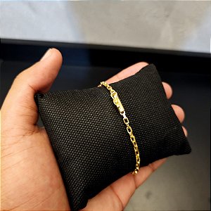 Pulseira Tijolinho 3mmm Fecho Bomba - Banhado a Ouro 18k