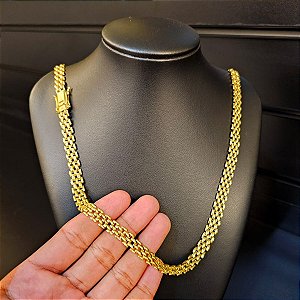Corrente Relogio 10mm Fecho Gaveta Duplo 750 - Banhado a Ouro 18k