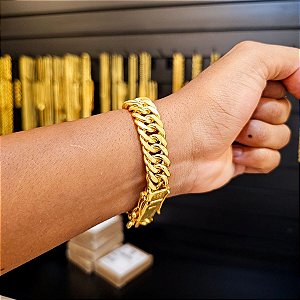 Pulseira Grumet 13mm Fecho Gaveta Duplo 750 - Banhado a Ouro 18k