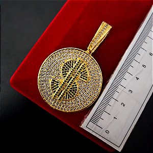 Pingente Cifrão Cravejado - Banhado a Ouro 18k