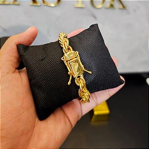 Pulseira Cordão Baiano 12mm Fecho Gaveta Duplo 750  - Banhado a Ouro 18k