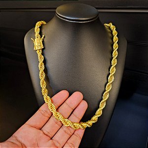 Corrente Cordão Baiano 12mm Gaveta Duplo 750 - Banhado a Ouro 18k
