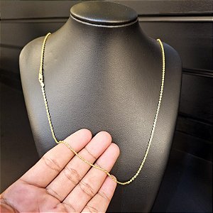 Corrente Cadeado 1mm Fecho Mosquetão - Banhado a Ouro 18k