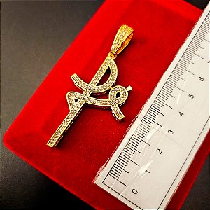 Pingente Fé Cravejado - Banhado a Ouro 18k