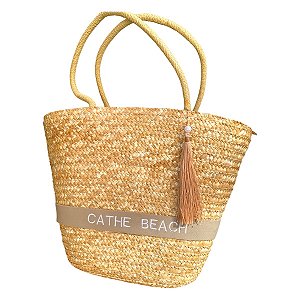 Bolsa Florianópolis com faixa personalizada - Palha de trigo