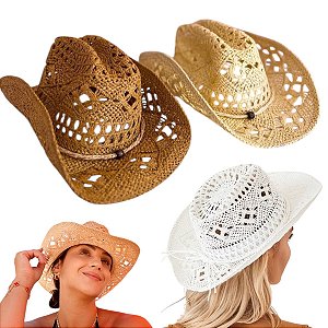 Chapéu Country Feminino Palha Virginia Verão