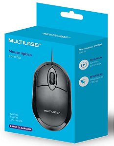 Mouse Mo300, preto, USB com fio - Multilaser