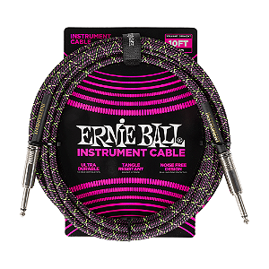 Cabo Têxtil Ernie Ball Purple Python para Guitarra – 3,04 metros – P10 x P10