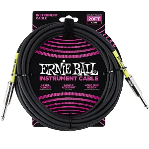 Cabo Ernie Ball P10 Reto Blindado 6 Metros – Preto – Modelo P06046